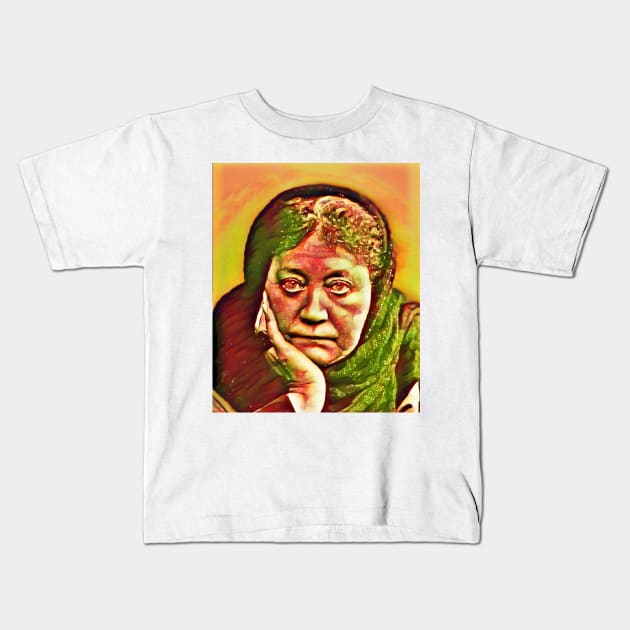 Helena Blavatsky Snow Portrait | Helena Blavatsky Artwork 15 Kids T-Shirt by JustLit